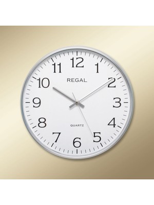 Regal 0250 SW İnce Gümüş Çerçeve Beyaz Kadran Duvar Saati Plastik Kasa Modern Tasarım
