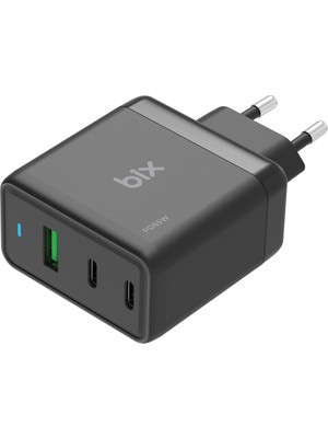 Wheat Grains Global Store Bix BX3P65G 65W Gan Qualcom 4.0 2*type-C & Usb-A 3 Portlu, MacBook Pro/air, iPad Air/pro, 16/15/14/14 Pro Max /13/13 Pro Max, Galaxy S24/S23/S22/S21 Uyumlu BX-3P65G