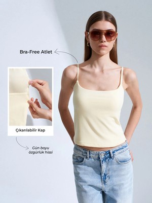 Dilvin 21200 Bra-Free Askılı Top-Açık Sarı