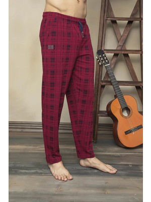 Kly 152 Battal Tek Alt Likralı Ekoseli Çok Rahat Pijama Alt