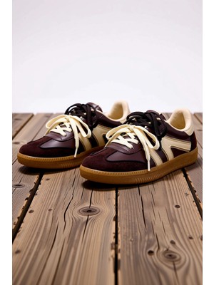 Benerly Kadın Retro Spor Ayakkabı Renk Bloklu Bağcıklı Düz Topuklu Konforlu Günlük Sneaker Rahat Modern