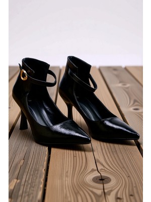 Benerly Kadın Sivri Burun Stiletto Topuklu Ayakkabı Bilekten Tokalı Bağlamalı Ince Topuk Günlük Rahat Modern