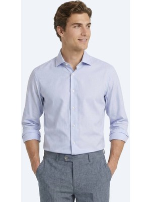 Kip Açık Mavi Mikro Regular Fit Uzun Dokuma Casual %100 Pamuk Gömlek