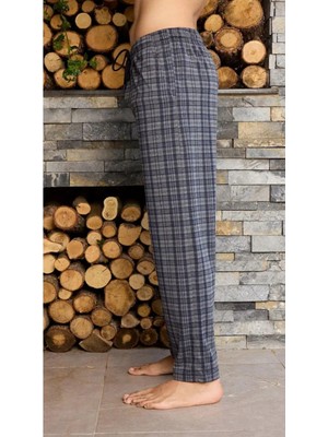 Kly Ince Tek Alt Çok Rahat Ekoseli Pamuk Pijama