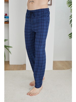 Kly Erkek Ekoseli Pamuklu Yandan Cepli Pijama Alt