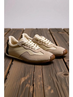 Benerly Kadın Retro Stil Bağcıklı Sneaker Süet Detaylı Konforlu Günlük Spor Ayakkabı Rahat Modern Şık Zarif