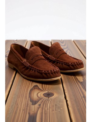 Benerly Kadın Hakiki Süet Yumuşak Makosen Loafer Bağcıksız Düz Topuklu Rahat Günlük Ayakkabı Modern Şık