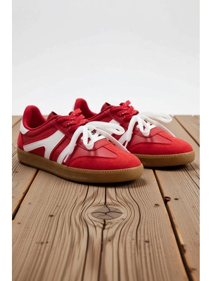 Benerly Kadın Retro Spor Ayakkabı Renk Bloklu Bağcıklı Düz Topuklu Konforlu Günlük Sneaker Rahat Modern
