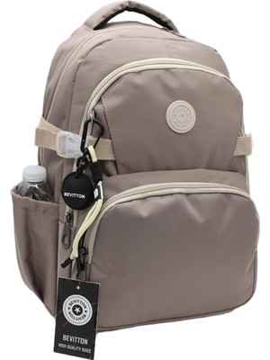 Bevitton Suya Dayanıklı Kumaş Okul Çantası Unisex Günlük Sırt Çantası 34500 Vizon