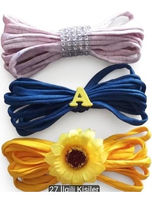 Bodrum Asel 16 cm Büyük Boy Klipsli Fiyonk Toka - Istediğiniz Harfi Seçin | 3'lü Set: Taşlı, Ayçiçekli ve Harf Detaylı | Çocuk & Kadın Saç Tokası