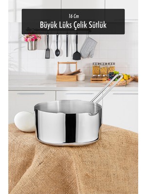 Luord-Store 16 cm Büyük Boy Lüx Paslanmaz Çelik Sütlük & Sosluk & Kaçerola