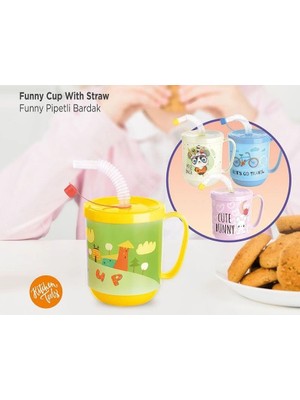 Hace Bazaar 3 Adet Pipetli Çocuk Içecek Bardağı Desenli Bardak 350ML