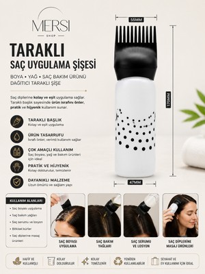 Mersi Shop Taraklı Saç Uygulama Şişesi | Boya Yağ ve Saç Bakım Ürünü Dağıtıcı Taraklı Şişe