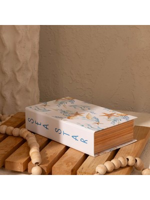 4Nio Deniz Kabuğu Desenli Kitap Kutu - Renkli - 20X12 cm