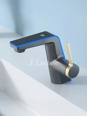 Lavisse Nata LED Işıklı Dijital Sıcaklık Göstergeli Banyo Lavabo Musluk Bataryası