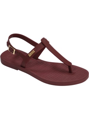 Tkees TP101 Kadın Bordo Renk Günlük Havuz Plaj Parmak Arası Sandalet