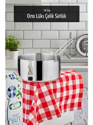 Luord-Store 14 cm Orta Boy Lüx Paslanmaz Çelik Sütlük & Sosluk & Kaçerola