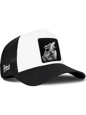 BlackBörk Kurt Logolu Siyah-Beyaz Trucker Şapka Standart Beden ve Dayanıklı Malzeme ile