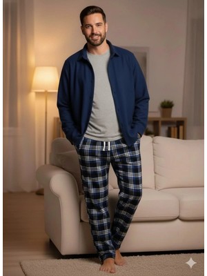 Beruflic Pijalüx Battal Tek Alt Cepli Ekose Pijama