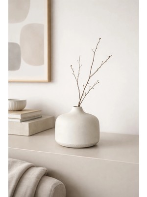 Otaera Yalın Mini Dekoratif Vazo | Modern & Minimal Dekoratif Obje, Taş Dokulu Minimal Iskandinav Stil Vazo