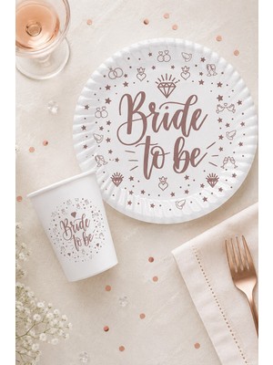 Pekshop Beyaz 8li Bride To Be Karton Tabak Bardak Seti