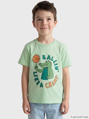 LC Waikiki Yeni Sezon Lcw Kids Beyaz Baskılı Erkek Çocuk Tişört Takım