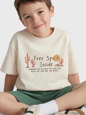 LC Waikiki Yeni Sezon Lcw Kids Beyaz Baskılı Erkek Çocuk Tişört Takım