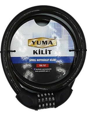 Magicool Yuma YM-747 120CM 20MM 5 Şifreli Siyah Motorsiklet Kilidi