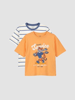 LC Waikiki Yeni Sezon Lcw Kids Beyaz Baskılı Erkek Çocuk Tişört Takım