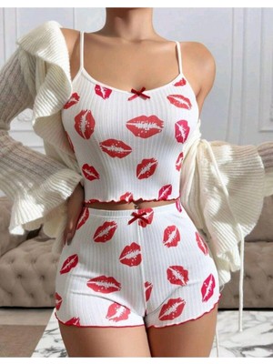 Nemere Kiss Öpücük Beyaz Şortlu Takım