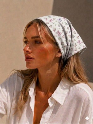 Eylülce Butik Kadın Bandana %100 Pamuk Yakmaz-Terletmez-Kaymaz Yazlık Bandana Fular