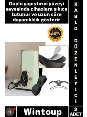 Wintoup #kablo Airfryer Mutfak Aletleri Kablo Sarma Aparatı Siyah Set Çok Amaçlı Kablo Düzenleyici 2 Adet