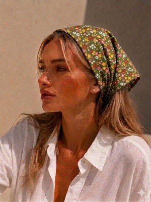 Eylülce Butik Kadın Bandana %100 Pamuk Yakmaz-Terletmez-Kaymaz Yazlık Bandana Fular