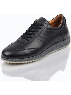 Growish GD0104 Hakiki Deri Termoaktif Taban Üst Kalite Koku Yapmaz Çift Renk Hafif Taban Siyah Sneaker Spor Ayakkabı