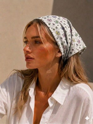 Eylülce Butik Kadın Bandana %100 Pamuk Yakmaz-Terletmez-Kaymaz Yazlık Bandana Fular