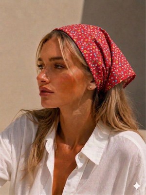 Eylülce Butik Kadın Bandana %100 Pamuk Yakmaz-Terletmez-Kaymaz Yazlık Bandana Fular
