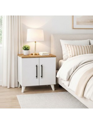 Enda Home Collection Lumen 2 Kapaklı Raflı Klasik Komodin
