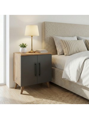 Enda Home Collection Lumen 2 Kapaklı Raflı Klasik Komodin