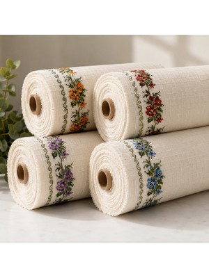 Denbu Tekstil Kaneviçe Nakışlı Otantik Buldan Kumaşı - Metrelik Çeyizlik ve Dekoratif Kumaş