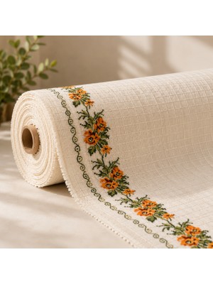 Denbu Tekstil Kaneviçe Nakışlı Otantik Buldan Kumaşı - Metrelik Çeyizlik ve Dekoratif Kumaş