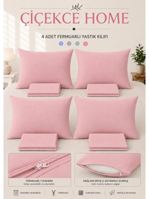 ÇİÇEKCE HOME Çiçekce Home Yastık Kılıfı 4 Adet Fermuarlı 50X70