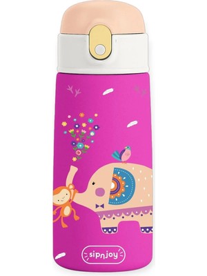 SipnJoy Sipsquad Çocuk Su Termosu 480 ml Jolly Elephant Ergonomik Tasarım ve Paslanmaz Çelik