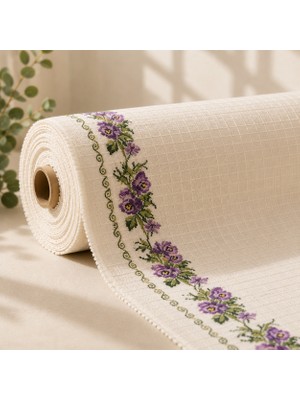 Denbu Tekstil Kaneviçe Nakışlı Otantik Buldan Kumaşı - Metrelik Çeyizlik ve Dekoratif Kumaş