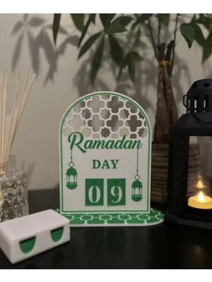 Lunera Accessories Ramazan Takvimi Masaüstü – Günlük Değiştirilebilir Beyaz Yeşil 3D Dekor