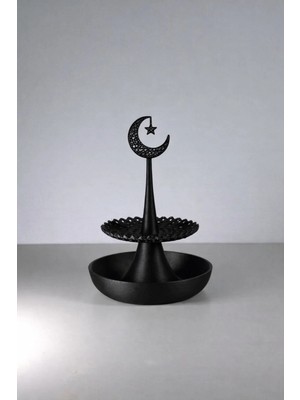 Lunera Accessories Ramazan Temalı Siyah Dekoratif Iftariyelik Sunumluk – Hilal Yıldız Tasarımlı 3D Baskı