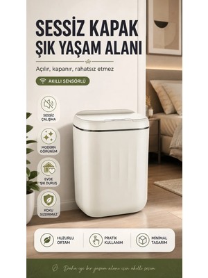 TKÇ Tkcls- 20 Litre Hacim Sensörlü Çöp Kutusu Hareket Algılayan Antibakteriyel