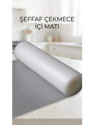 TKÇ Tkcls- Şeffaf Kaydırmaz Raflık Koruyucu Pvc Dolap Içi Çekmece Örtüsü 45X300CM