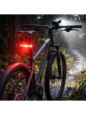 TKÇ Tkcls- Bisiklet Işık Seti – USB Şarjlı LED Ön Far + Arka Stop Lambası, Su Geçirmez bisikle