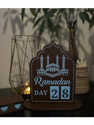 Lunera Accessories Ramazan Takvimi Masaüstü – Günlük Değiştirilebilir Kahverengi Beyaz 3D Dekor