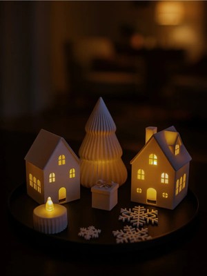 Lunera Accessories Noel Dekorasyon Seti | 3D Baskı El Yapımı Yılbaşı Süs Seti | Modern ve Şık Masa Üstü Dekoru